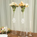 2 Pack | 27inch Clear Crystal Embellishment Trumpet Flower Vase, Reversible Plastic Centerpiece
