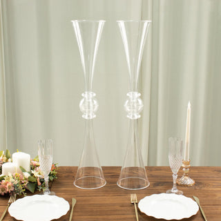 27" Clear Crystal Embellishment Trumpet Flower Vase - Add Elegance to Your Event