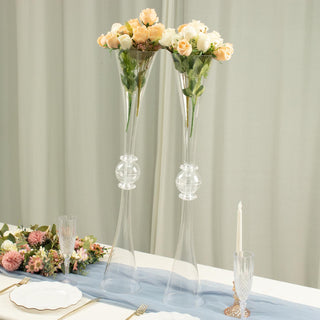 Create a Memorable Event with the 2 Pack | 31" Clear Crystal Embellishment Trumpet Flower Vase