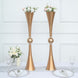 31inch Shiny Gold Crystal Embellishment Trumpet Flower Vase, Reversible Plastic Table Centerpiece