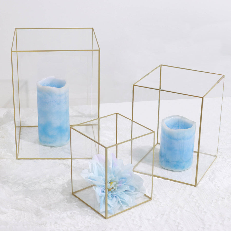 lear Acrylic Pillar Candle Holders With Gold Rims Centerpiece Decor Floral Display DIY Boxes