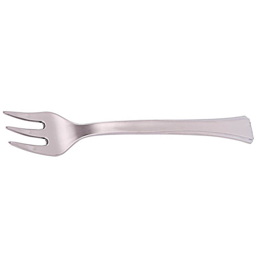 36 Pack - 4inch Silver Mini Heavy Duty Plastic Forks, Dessert Forks Plastic Utensils#whtbkgd