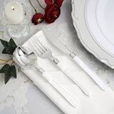 25 Pack - 7inch Light Silver Heavy Duty Plastic Forks with White Handle