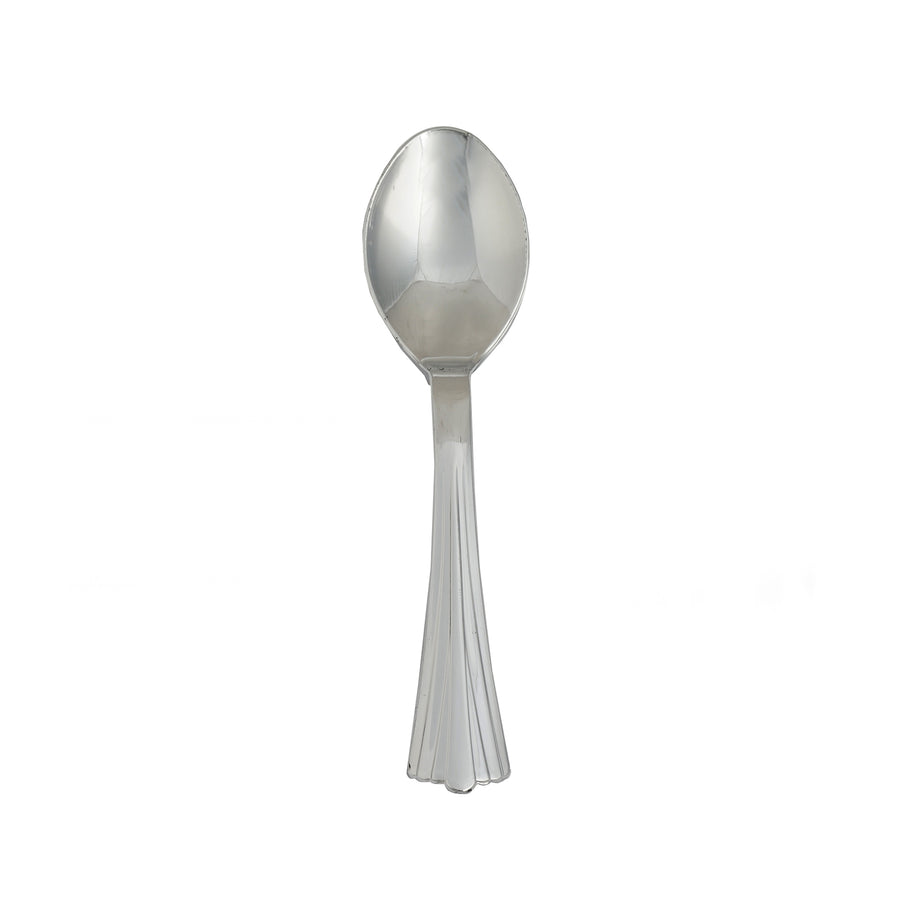 36 Pack- 5inch Light Silver Heavy Duty Plastic Spoons, Tea Coffee Spoons