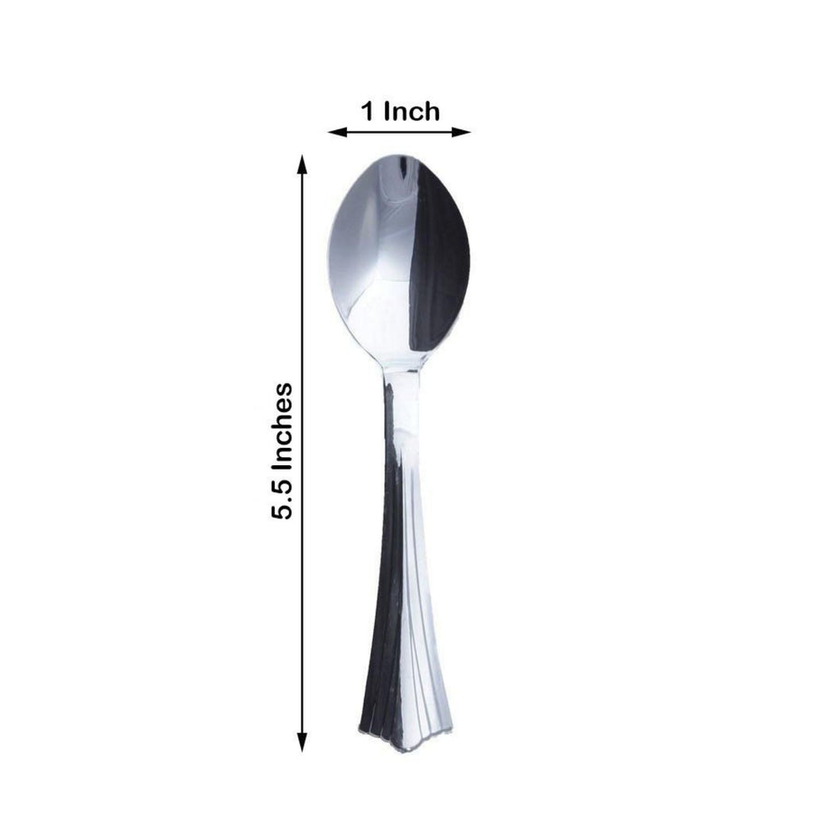 36 Pack - 5inch Silver Heavy Duty Plastic Spoons, Tea & Coffee Spoon