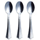 25 Pack | 7" Silver Elegante Heavy Duty Plastic Spoon | Plastic Silverware #whtbkgd