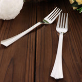 25 Pack 7" Silver Heavy Duty Disposable Forks with Fluted Handles, Plastic Silverware