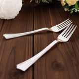 25 Pack | 7" Silver Heavy Duty Disposable Forks with Fluted Handles, Plastic Silverware