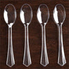 25 Pack - 7inch Clear Classic Heavy Duty Plastic Spoons, Disposable Utensils#whtbkgd