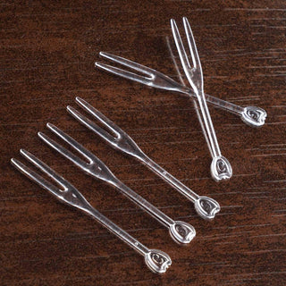 100 Pack | 3" Clear Disposable 2 Prong Cocktail Picks