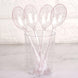 25 Pack 7inch Transparent Blush Glitter Classic Heavy Duty Disposable Spoons, Sparkly Plastic