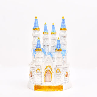 Add a Touch of Magic with the 4.5" Blue/White Cinderella Castle Cake Topper Figurine
