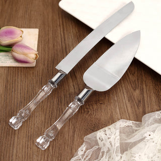 Elegant Clear Acrylic Handle Knife and Server Set