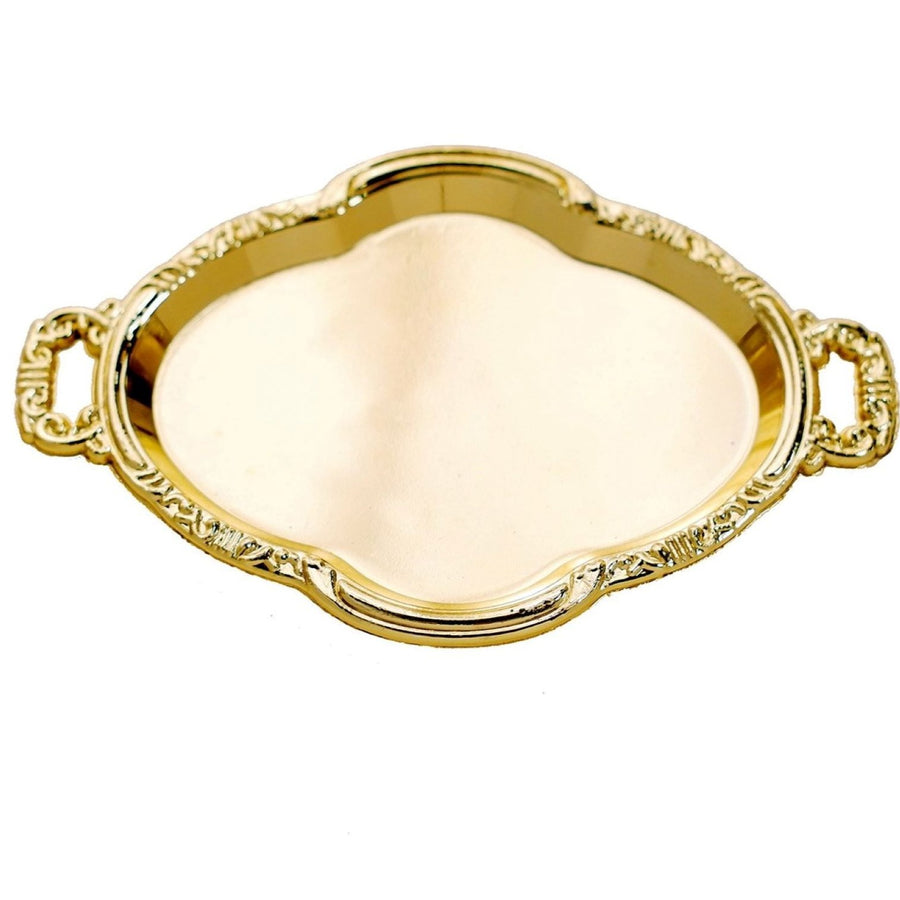 12 Pack | Gold Oval Baroque Mini Party Favor Candy Tray Treat Gift Display Serving Plate - 4.5Inch#whtbkgd