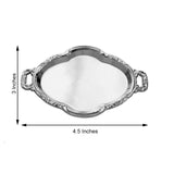 12 Pack | 4.5inch Silver Oval Mini Trays, Baroque Favor Candy Display Tray