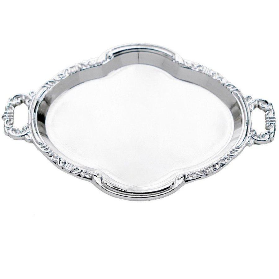 12 Pack | 4.5inch Silver Oval Mini Trays, Baroque Favor Candy Display Tray #whtbkgd