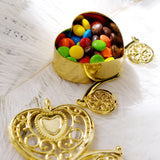 12 Pack | 4Inch Gold Heart Carriage Party Favor Gift Boxes, Candy Treat Containers