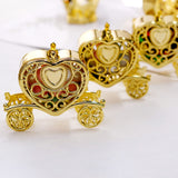 12 Pack | 4Inch Gold Heart Carriage Party Favor Gift Boxes, Candy Treat Containers