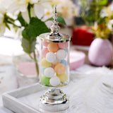 6 Pack | Silver Pedestal Party Favor Gift Jars Clear Candy Treat Containers - 7Inch