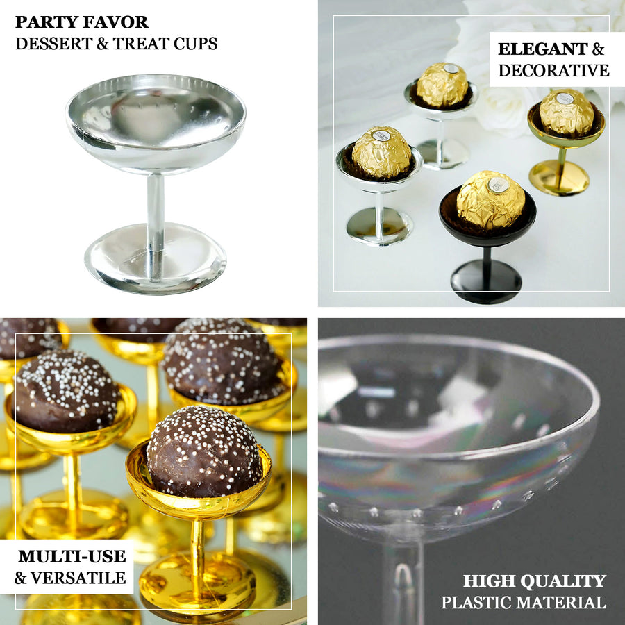 12 Pack | Black 2inch Party Favor Dessert Cup Candy Dishes, Mini Treat Pedestal Stands
