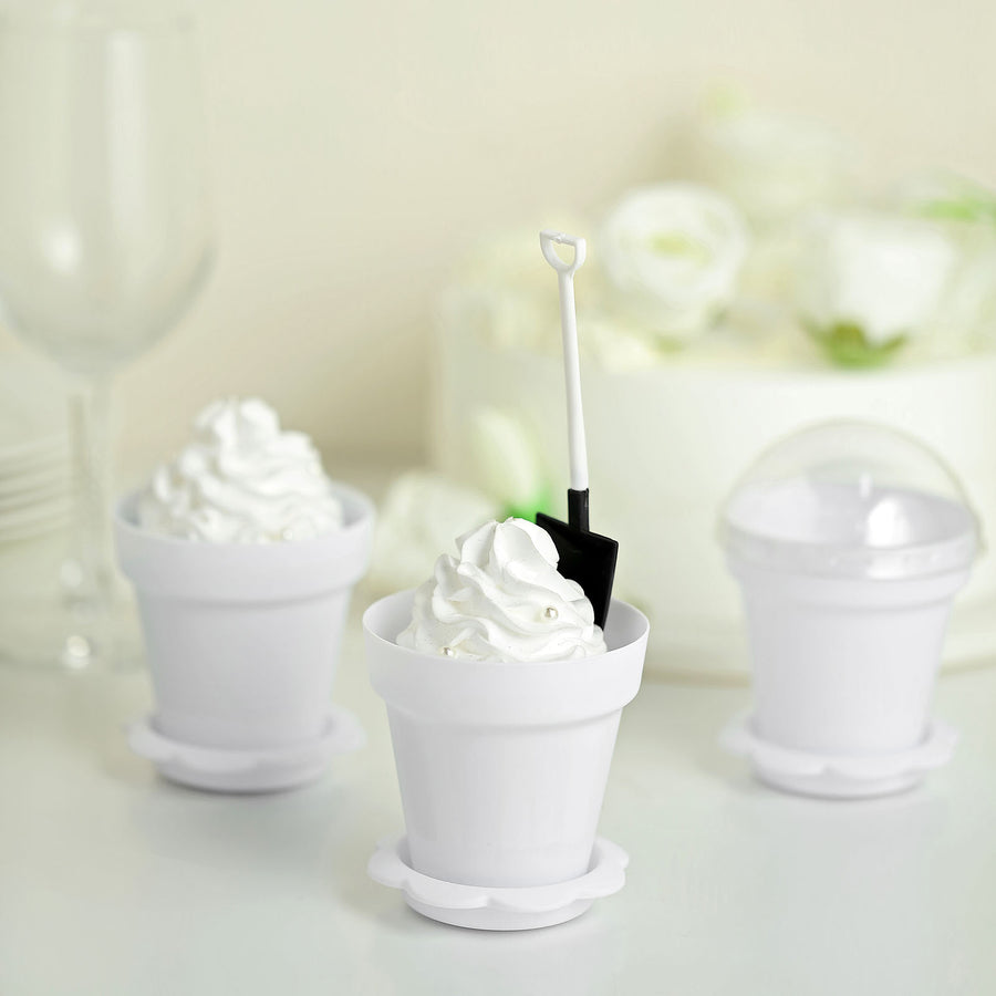 12 Pack | 6oz White Small Favor Jars Succulent Planter Pots Ice Cream Dessert Cups with Accessories