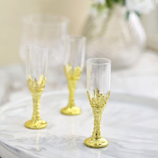 Elegant Gold Stem Mini Champagne Flute Glasses for Stylish Events