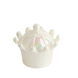 White Fillable Mini Crown Party Favor Gift Boxes, Candy Treat Containers with Iridescent Dome Lids#whtbkgd