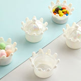 White Fillable Mini Crown Party Favor Gift Boxes, Candy Treat Containers with Iridescent Dome Lids