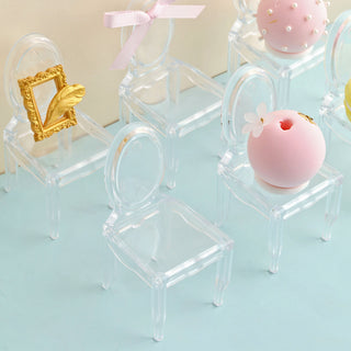 Clear Plastic Mini Ghost Chair Party Favor Gift Holders - Set of 12