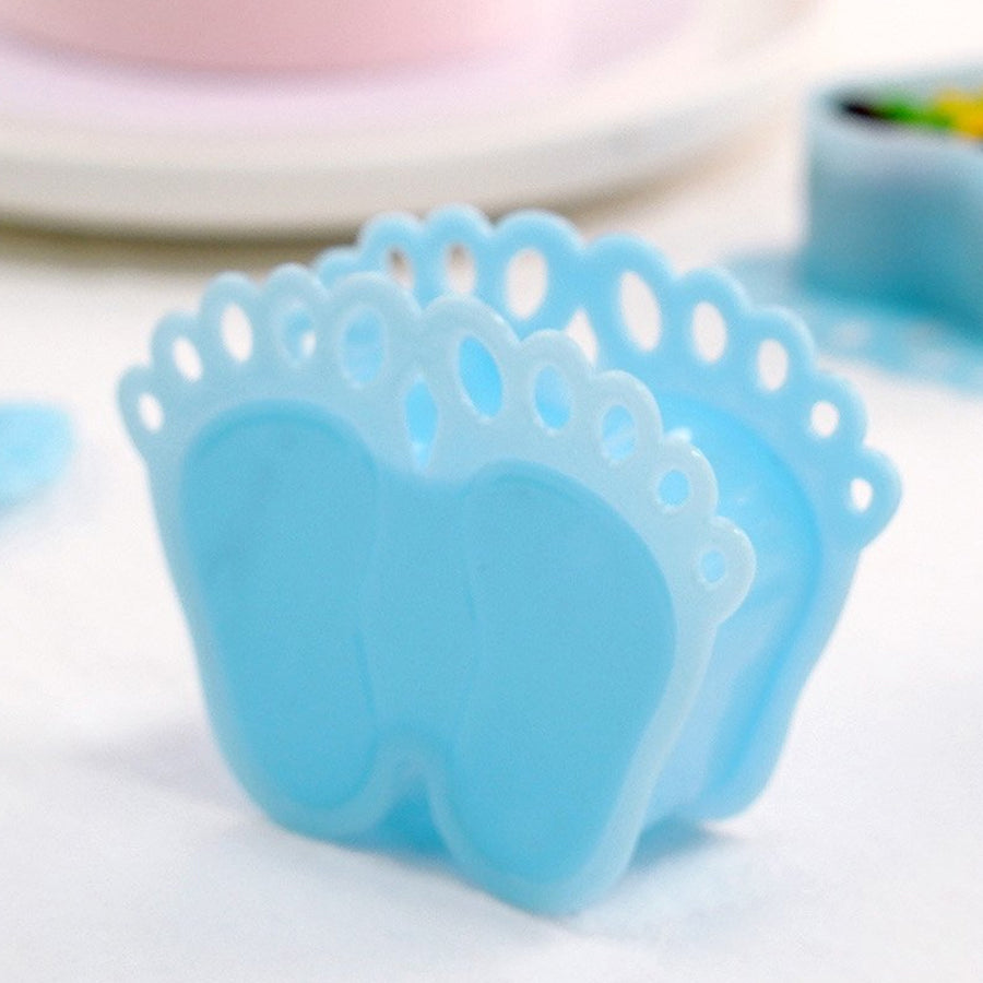 12 Pack | 3.5inch Blue Baby Feet Favor Containers, Baby Shower Party Favors#whtbkgd
