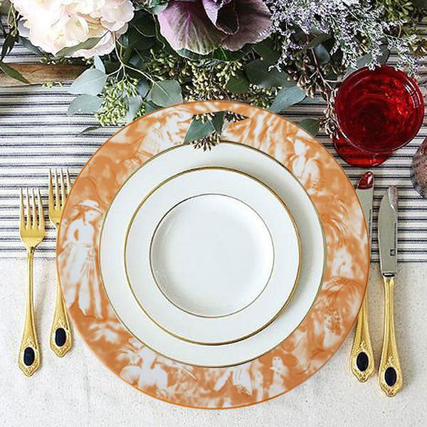 Set Of 12 | 11" Orange Break Resistant Porcelain Plates | Microwave Safe Dinner Plates
