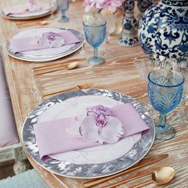 Set Of 12 | 11" Violet Break Resistant Porcelain Plates | Microwave Safe Dinner Plates