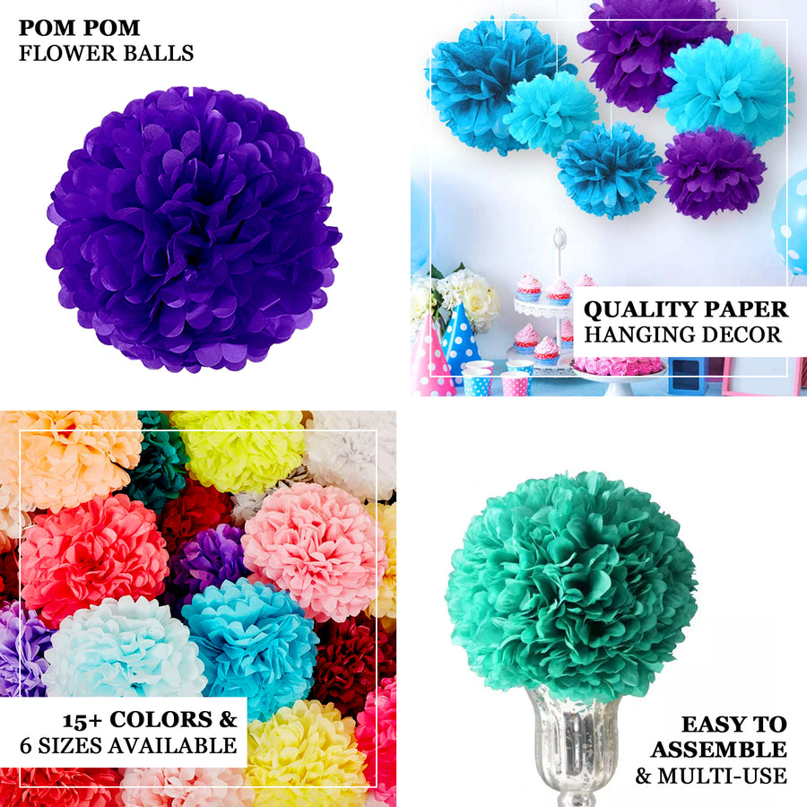 6 Pack 12inch White Tissue Paper Pom Poms Flower Balls, Ceiling Wall Hanging Decorations