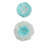 2 Size Pack | Carnation Blue 3D Wall Flowers Giant Tissue Paper Flowers - 12",16"