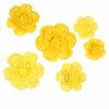 6 Pack Light & Dark Yellow Giant Paper Flowers Peony Assorted Sizes - 12" | 16" | 20" #whtbkgd