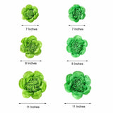 6 Pack Mint & Apple Green Assorted Size Paper Peony Flowers - 7" | 9" | 11"