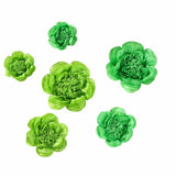 6 Pack Mint & Apple Green Assorted Size Paper Peony Flowers - 7" | 9" | 11" #whtbkgd
