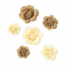 6 Pack Natural & Cream Assorted Size Paper Peony Flowers - 7" | 9" | 11"#whtbkgd