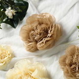 6 Pack Natural & Cream Assorted Size Paper Peony Flowers - 7" | 9" | 11"