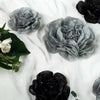 6 Pack Peony Paper Artificial Flowers | Wall Flowers | Assorted Size 7" | 9" | 11" - Black/Charcoal