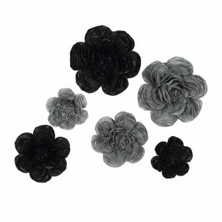 Enhance Your Space with Black and Charcoal Gray Peony 3D Paper Flowers