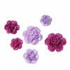 Pack of 6 - Lavender Lilac and Eggplant Assorted Size Paper Peony Flowers#whtbkgd