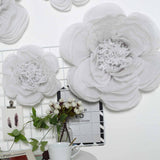 6 Pack White Assorted Size Paper Peony Flowers - 7" | 9" | 11"