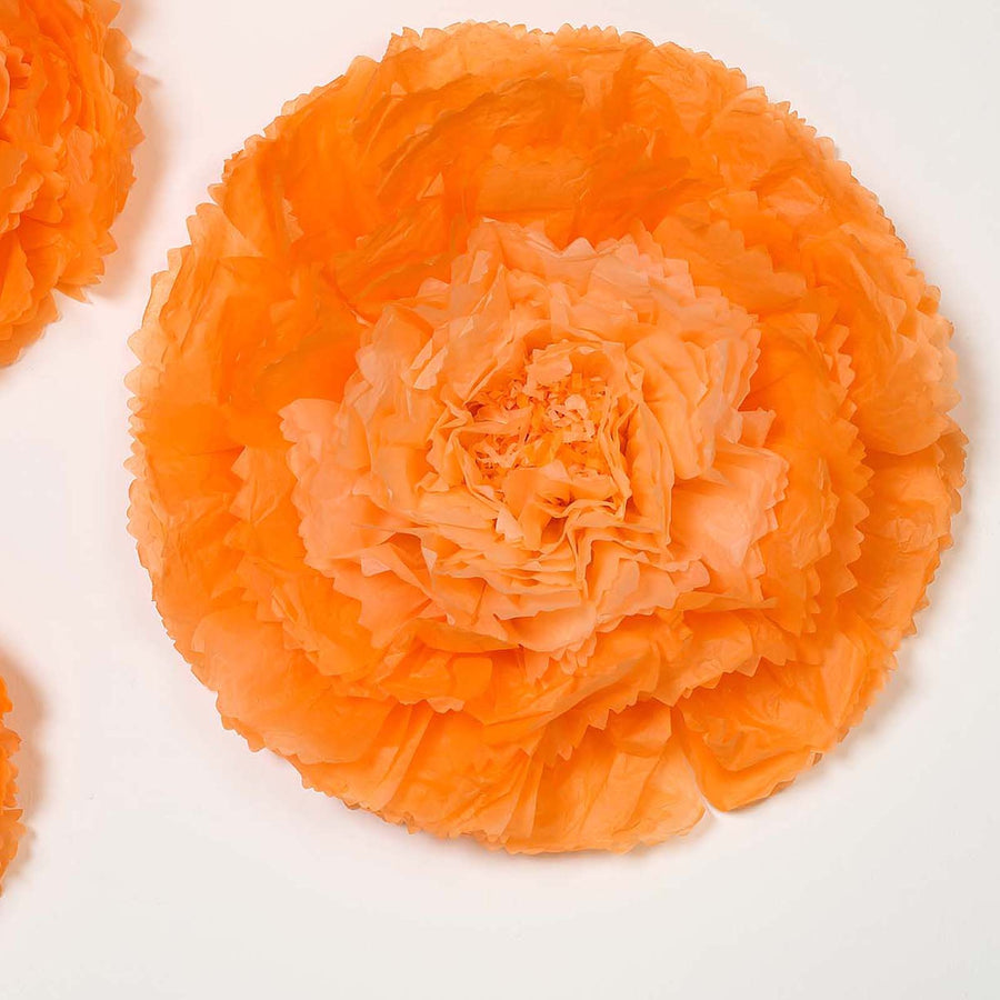 6 Multi Size Pack | Carnation Coral/Orange 3D Wall Flowers Giant Tissue Paper Flowers - 12",16",20"#whtbkgd