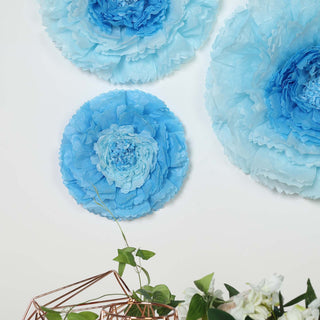 Create a Captivating Aqua/Blue Decor with a Set of 6 Paper Flowers