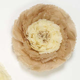6 Multi Size Pack | Carnation Taupe/Natural 3D Wall Flowers Giant Tissue Paper Flowers - 12",16",20"#whtbkgd