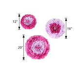 6 Multi Size Pack | Carnation Lavender Lilac Dual Tone 3D Wall Flowers Giant Tissue Paper Flowers