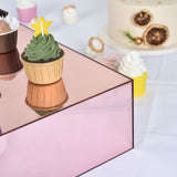 Acrylic Cake Box Stand, Mirror Finish Display Box Pedestal Riser with Hollow Bottom