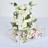 Clear Acrylic Cake Box Stand, Transparent Display Box Pedestal Riser with Hollow Bottom
