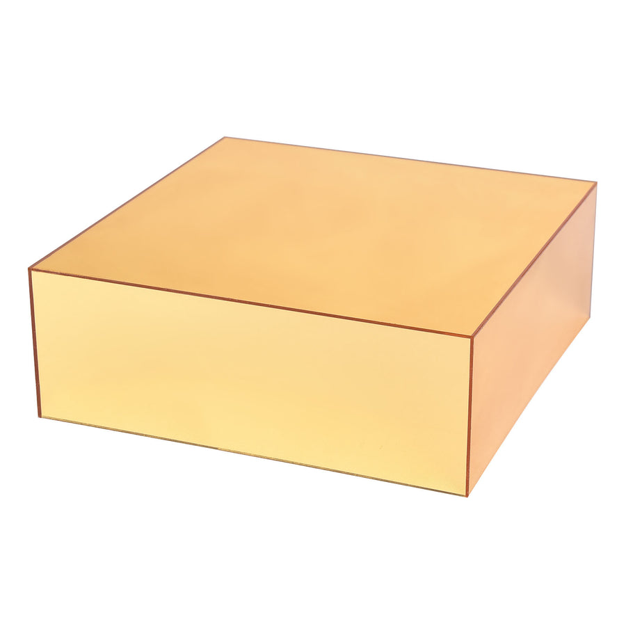 Gold Acrylic Cake Box Stand, Mirror Finish Display Box Pedestal Riser with Hollow Bottom#whtbkgd